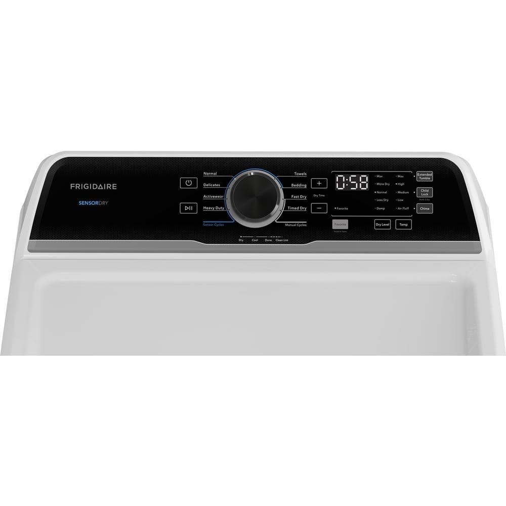 Frigidaire 7 cu.ft. vented Top Load Electric Dryer in White with Dryer Light and Reversible Door
