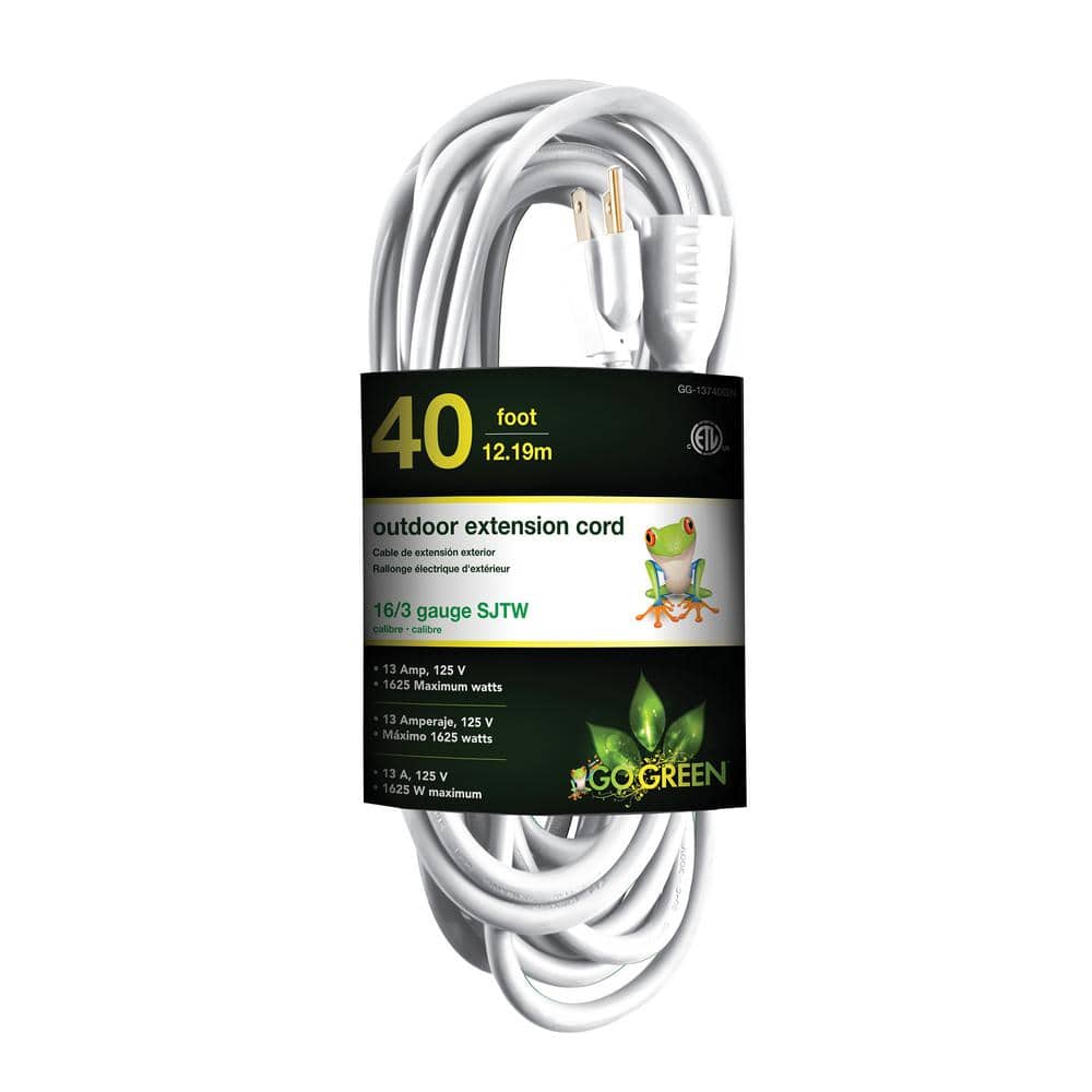 40 ft. 16/3 Heavy Duty Extension Cord, White - Stu's Home Improvement Outlet