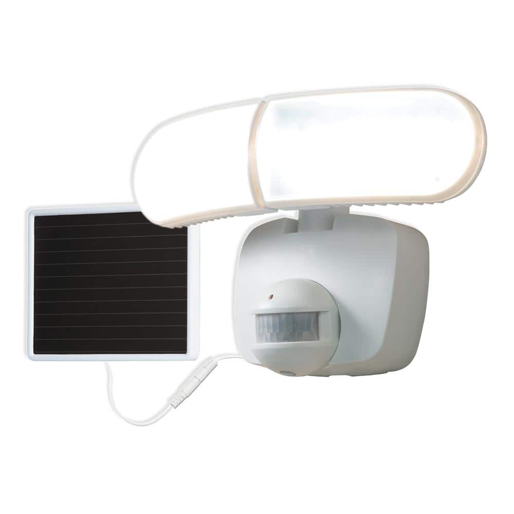 SLMT 180° White 90 - Watt Equivalent, 1000 - Lumens Solar Motion Integrated LED Twin Head Flood Light - Stu's Home Improvement Outlet