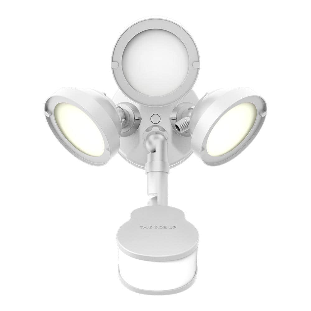 TGS 27 - Watt, White, Motion Activated, Outdoor Integrated LED Flood Light with Round Triple Head, 4000K, 3000 Lumens - Stu's Home Improvement Outlet