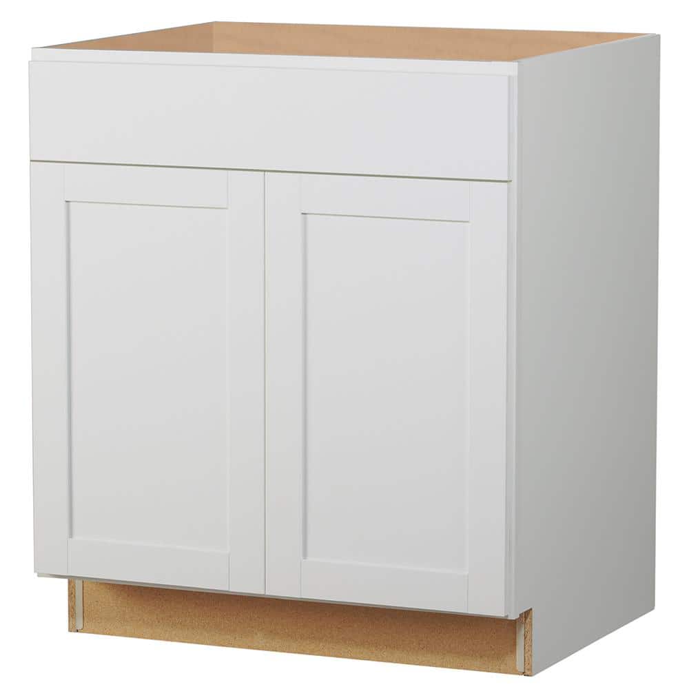 Westfield Feather White Wood Shaker Stock Assembled Base Kitchen Cabinet (30 in. W x 23.75 in. D)