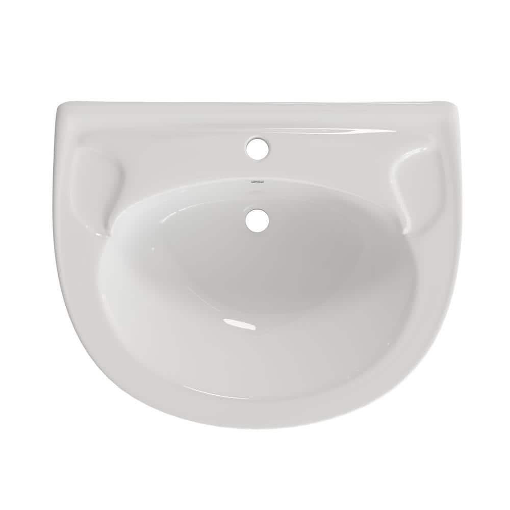 Classic 20 in. Tall U-Shape White Vitreous China Pedestal Bathroom Sink With Overflow