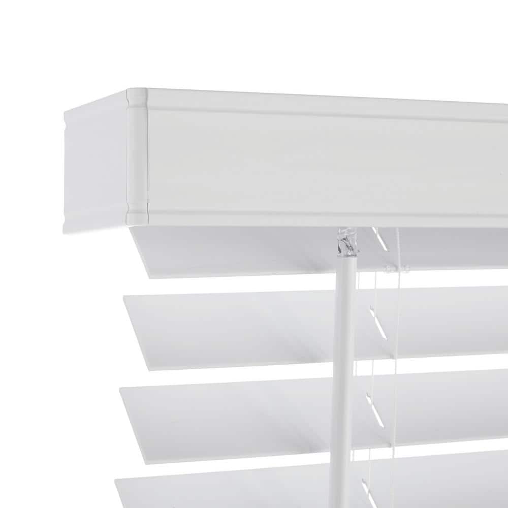 White Cordless Faux Wood Blinds for Windows with 2 in. Slats - 36 in. W x 72 in. L (Actual Size 35.5 in. W x 72 in. L) - Stu's Home Improvement Outlet