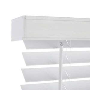 White Cordless Faux Wood Blinds for Windows with 2 in. Slats - 36 in. W x 72 in. L (Actual Size 35.5 in. W x 72 in. L) - Stu's Home Improvement Outlet
