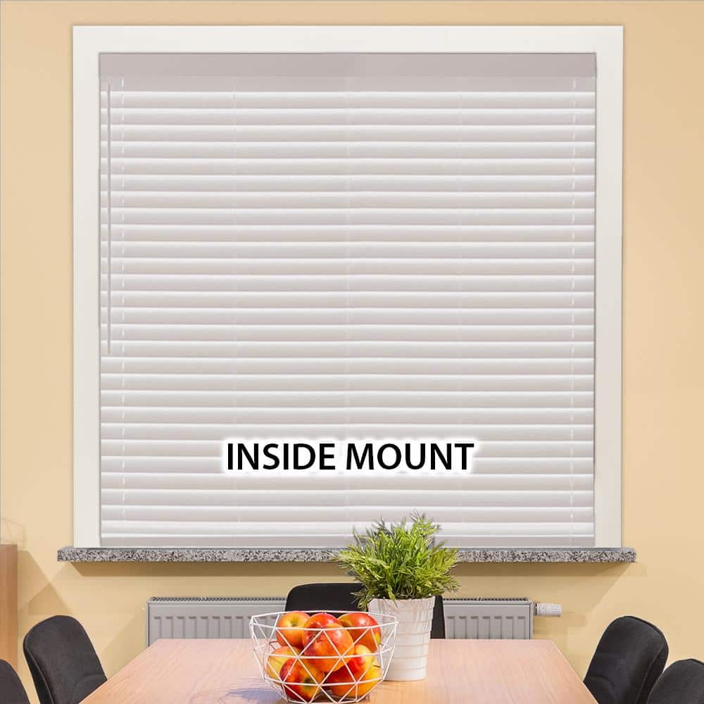 White Cordless Faux Wood Blinds for Windows with 2 in. Slats - 36 in. W x 72 in. L (Actual Size 35.5 in. W x 72 in. L) - Stu's Home Improvement Outlet