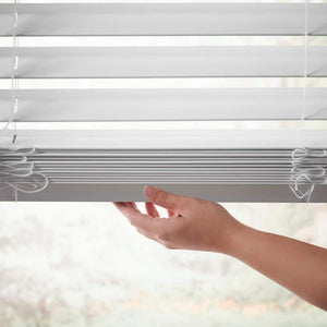 White Cordless Faux Wood Blinds for Windows with 2 in. Slats - 36 in. W x 72 in. L (Actual Size 35.5 in. W x 72 in. L) - Stu's Home Improvement Outlet