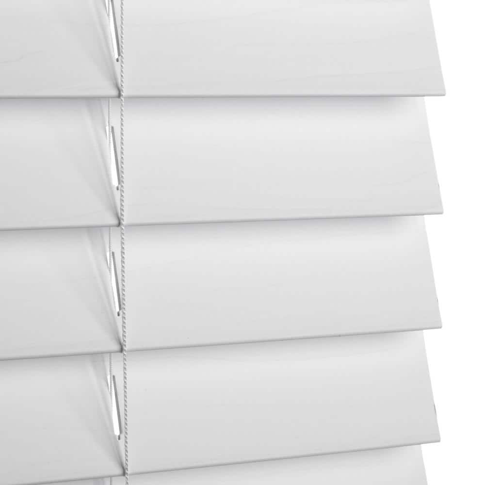 White Cordless Faux Wood Blinds for Windows with 2 in. Slats - 36 in. W x 72 in. L (Actual Size 35.5 in. W x 72 in. L) - Stu's Home Improvement Outlet