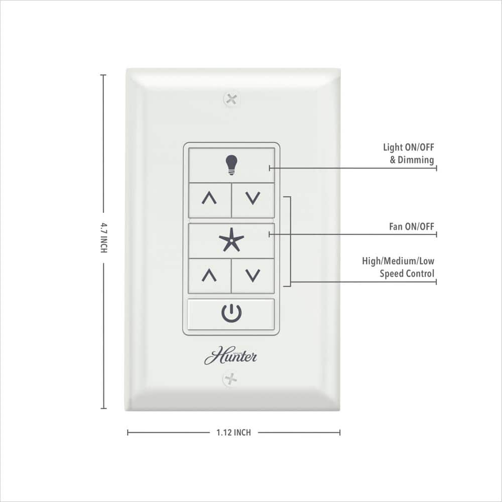 Hunter Universal Damp Rated Ceiling Fan Wall Remote Control White - Stu's Home Improvement Outlet