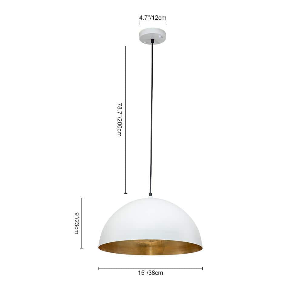 PCover 15 in.Dia Medium Lighting 1 - Light White Farmhouse Dome Pendant Light Industrial Gold Leaf Island Ceiling Light - Stu's Home Improvement Outlet