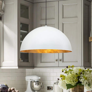 PCover 15 in.Dia Medium Lighting 1 - Light White Farmhouse Dome Pendant Light Industrial Gold Leaf Island Ceiling Light - Stu's Home Improvement Outlet