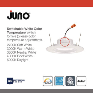 Contractor Select RetroBasics 5/6 in. Selectable CCT Integrated LED Retrofit White Recessed Light Trim (6 - Pack) - Stu's Home Improvement Outlet