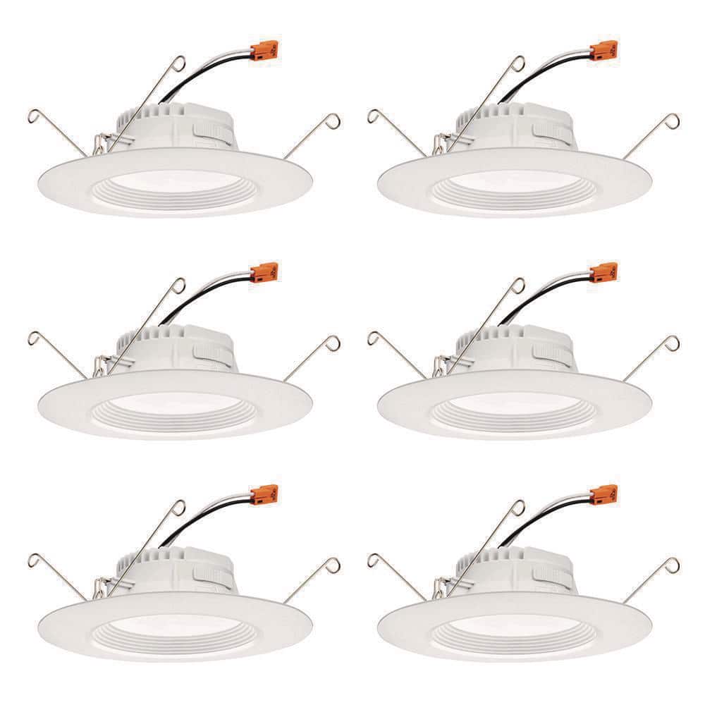 Contractor Select RetroBasics 5/6 in. Selectable CCT Integrated LED Retrofit White Recessed Light Trim (6 - Pack) - Stu's Home Improvement Outlet
