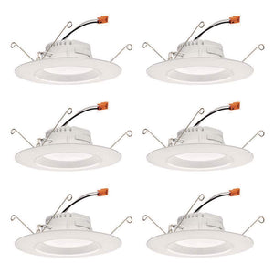 Contractor Select RetroBasics 5/6 in. Selectable CCT Integrated LED Retrofit White Recessed Light Trim (6 - Pack) - Stu's Home Improvement Outlet