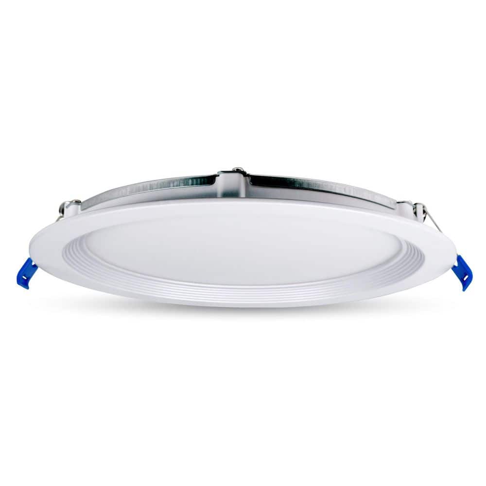 8 in. Round Baffle Slim Integrated LED Recessed Downlight, 1500 Lumens, 5 CCT Color Selectable 2700K-5000K, Dimmable