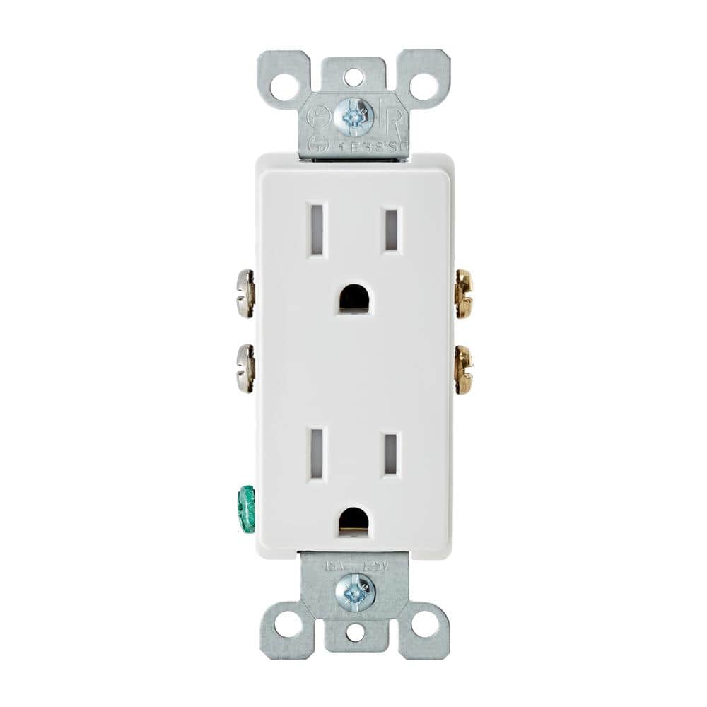 Decora 15 Amp Tamper Resistant Duplex Outlet, White
