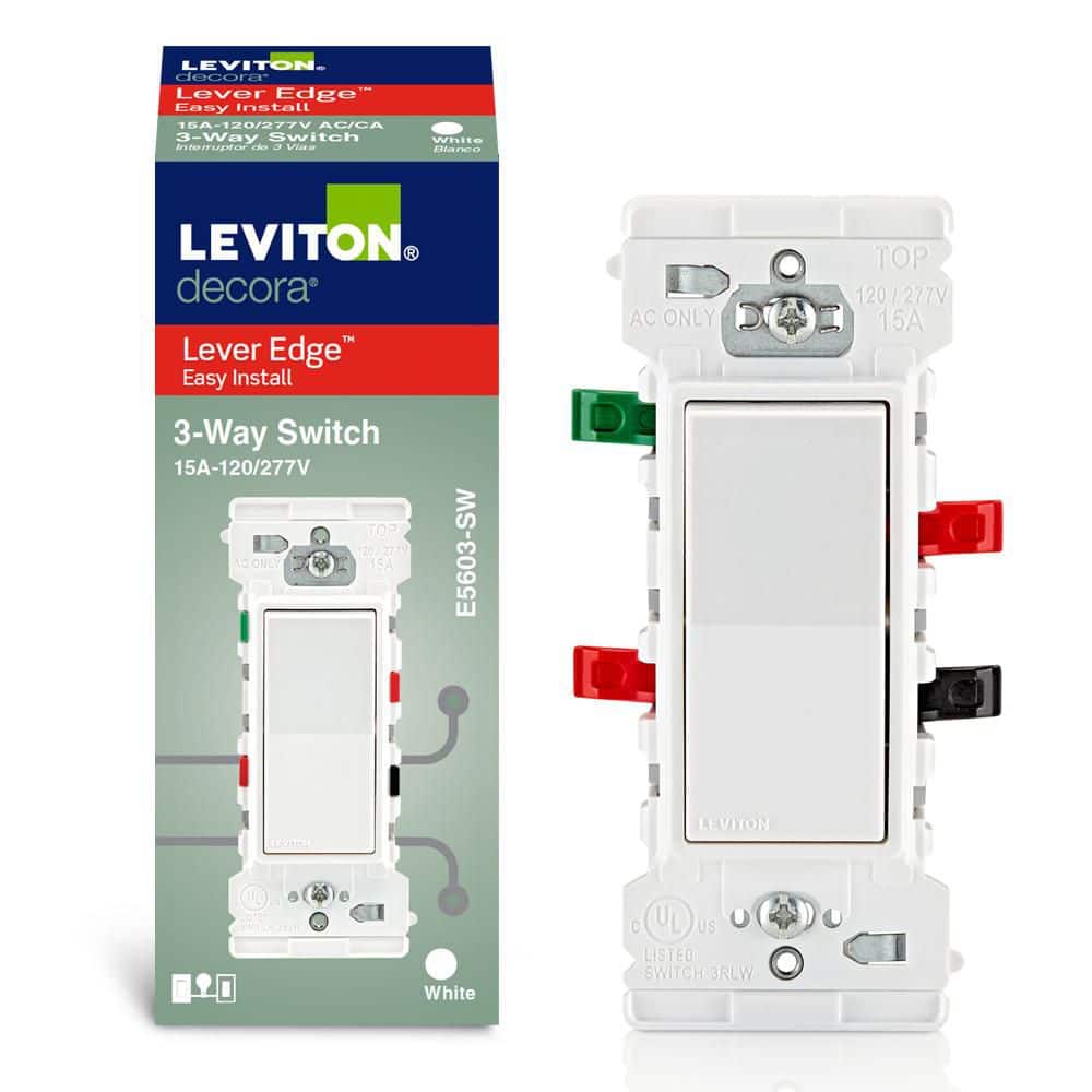 Decora Lever Edge 15 Amp 120/277 Volt 3-Way Switch, White (1-Pack) E5603-SW