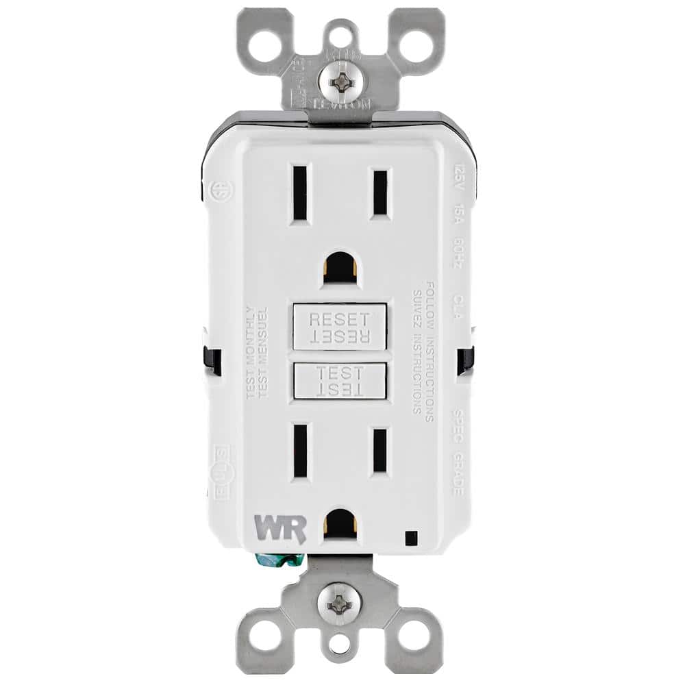 15 Amp 125-Volt Duplex Self-Test Tamper Resistant/Weather Resistant GFCI Outlet, White GFWT1-KW