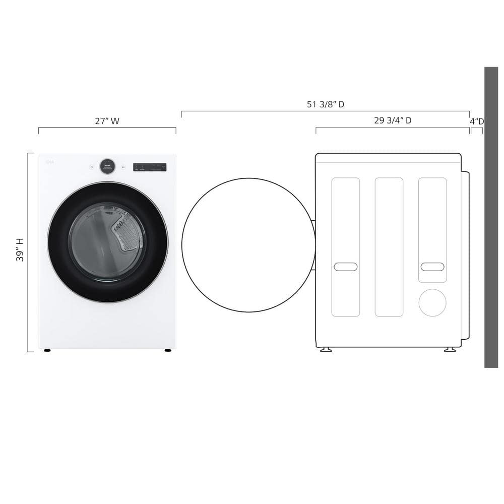 7.4 cu. ft. Vented Stackable SMART Gas Dryer in White with TurboSteam and AI Sensor Dry Technology