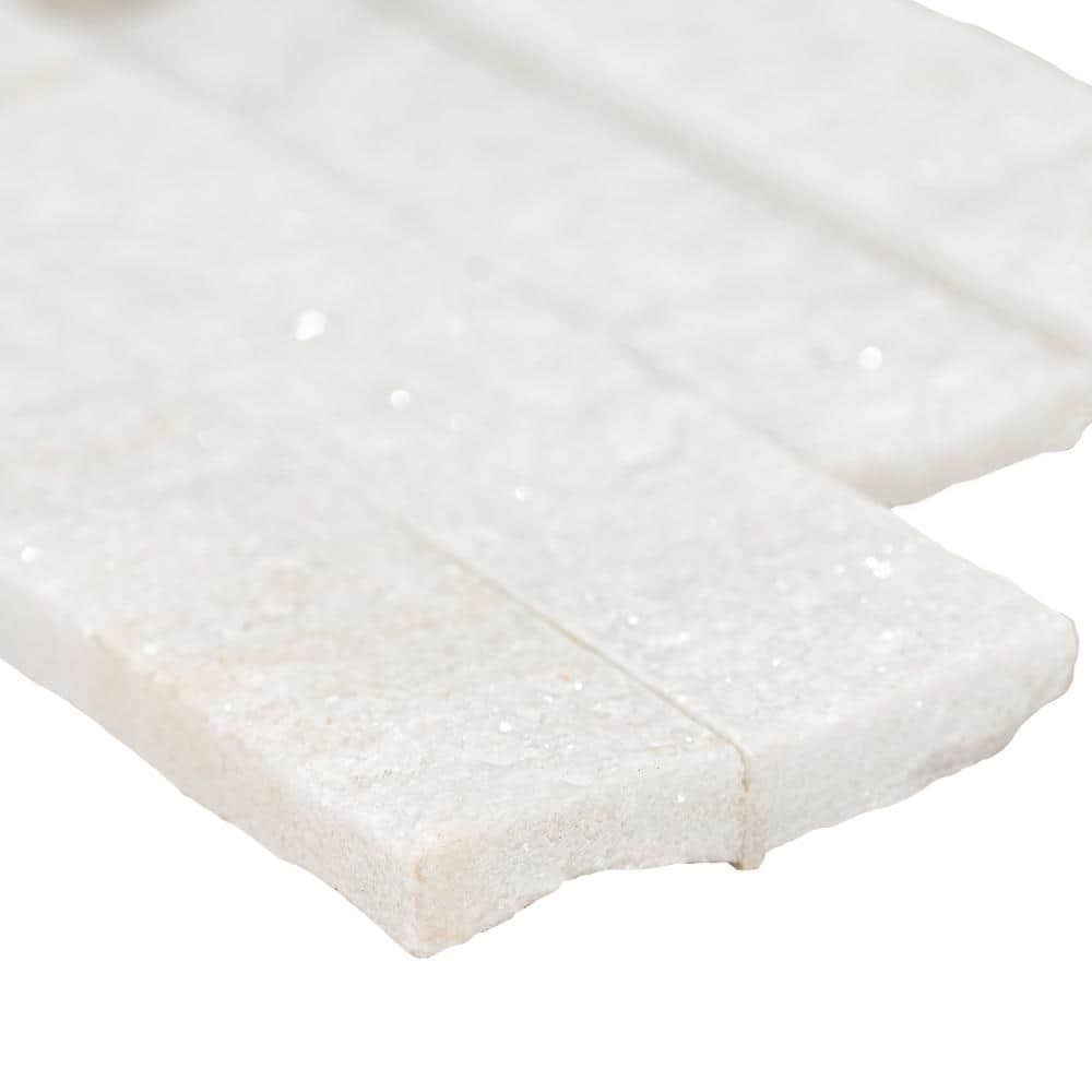 MSI Arctic White Ledger Panel 6 in. x 25.52 in. Textured Marble Stone Look Wall Tile (6 sq. ft./Case)