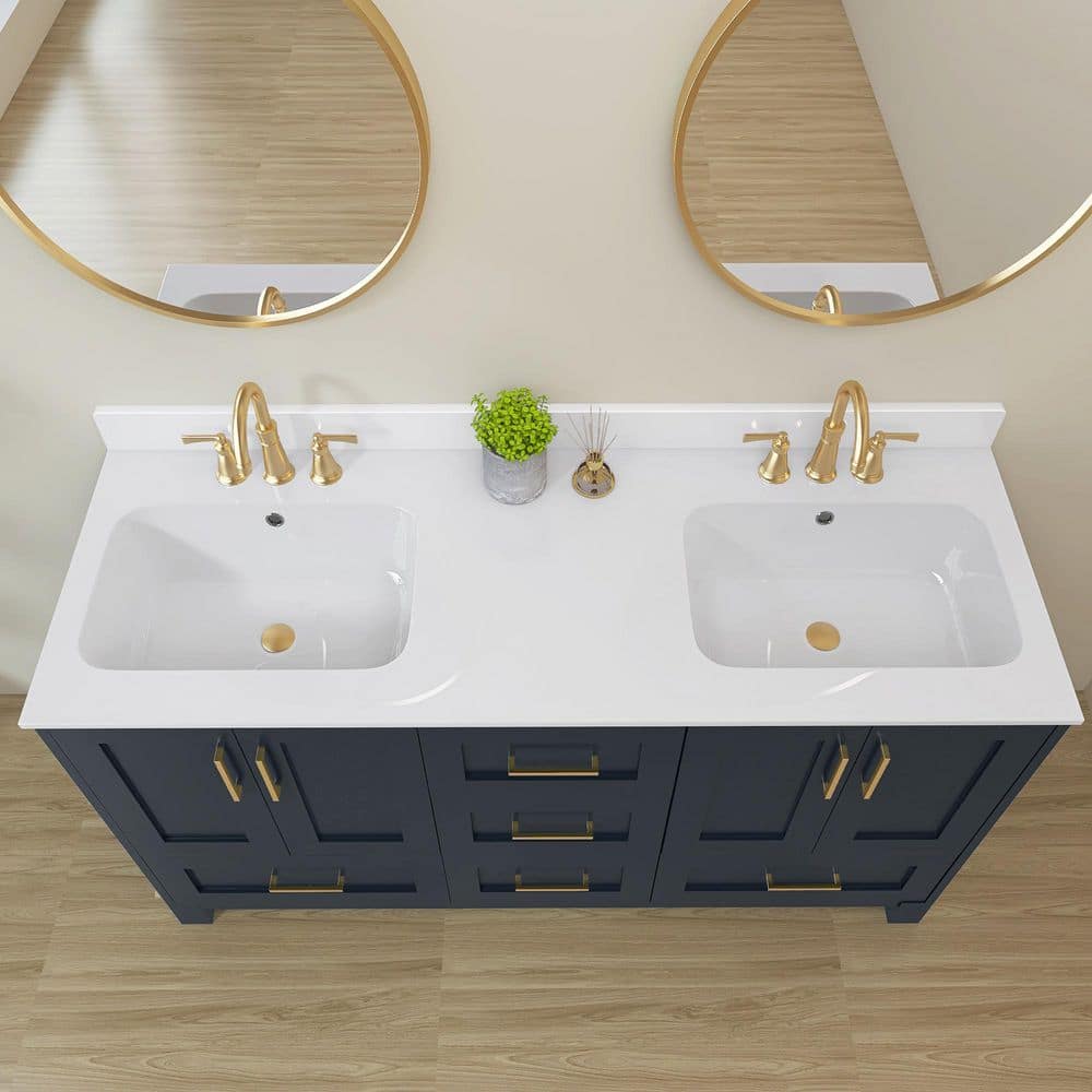 60 in. Solid Surface Vanity Backsplash Bathroom Vanity Back splash in White - Stu's Home Improvement Outlet