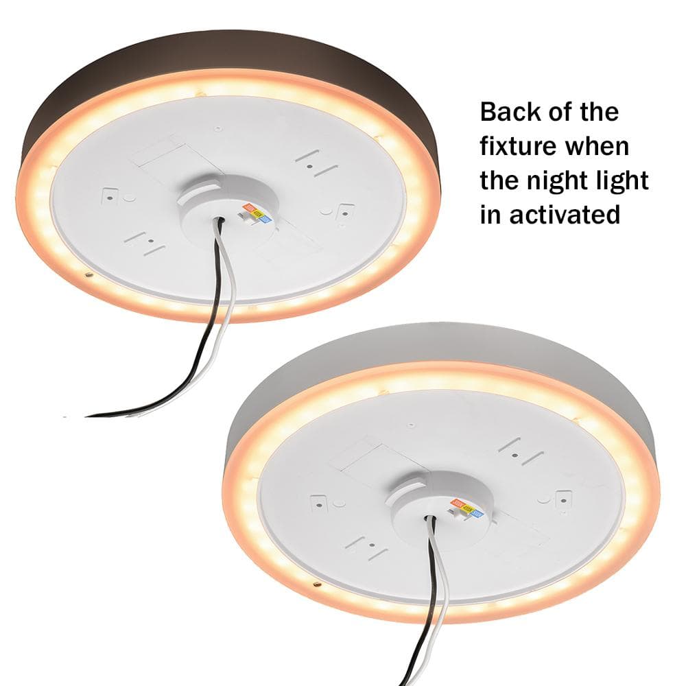 11 in. Color Selectable LED Flush Mount with Night Light Feature Optional White and Oil Rubbed Bronze Trim Rings - Stu's Home Improvement Outlet