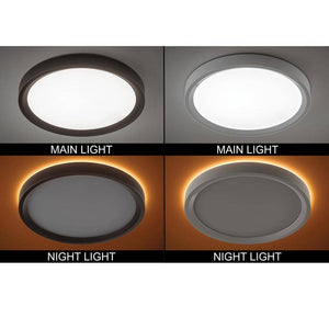 11 in. Color Selectable LED Flush Mount with Night Light Feature Optional White and Oil Rubbed Bronze Trim Rings - Stu's Home Improvement Outlet