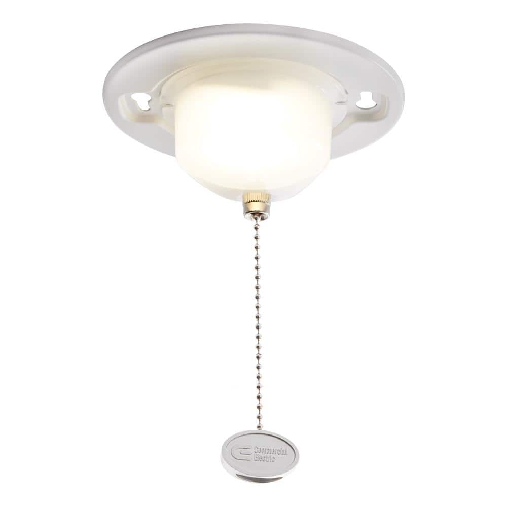 Commercial Electric 5 in. Closet Utility Light Lampholder with Pull Chain LED Flush Mount 650 Lumens 7 - Watt 4000K Bright White - Stu's Home Improvement Outlet