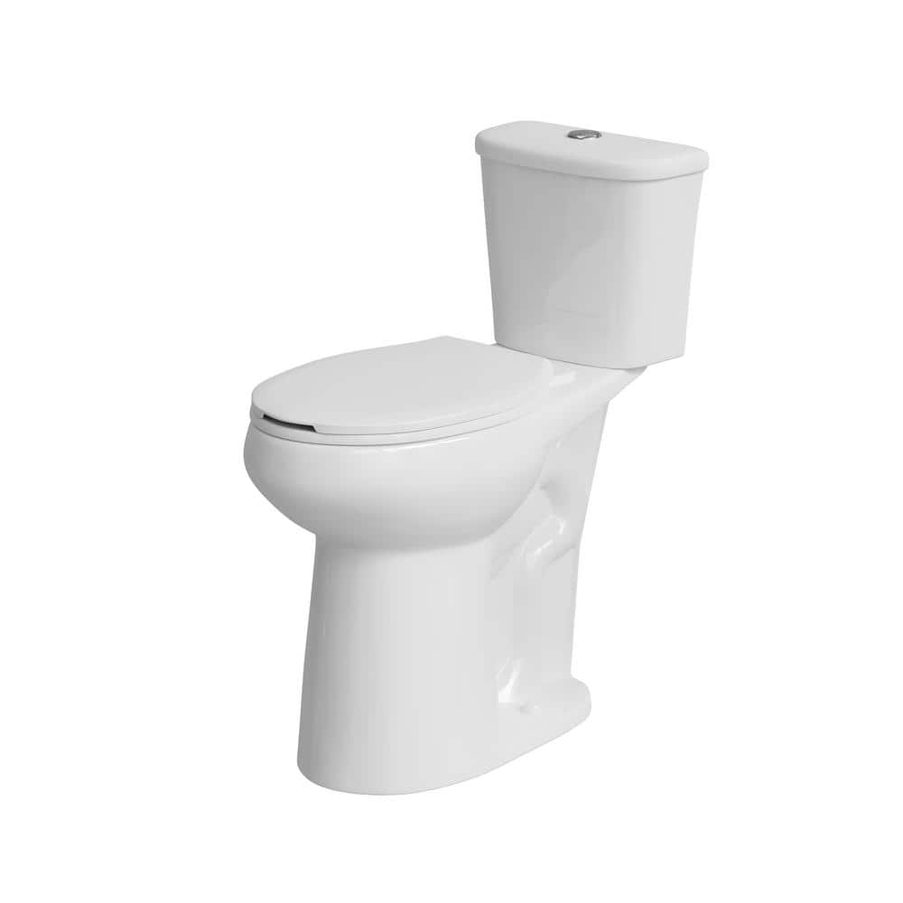 High Toilet 2-piece 0.8/1.28GPF Dual Flush Elongated 21 in. Toilet, in White Map Flush 1000g with Soft-Close Seat