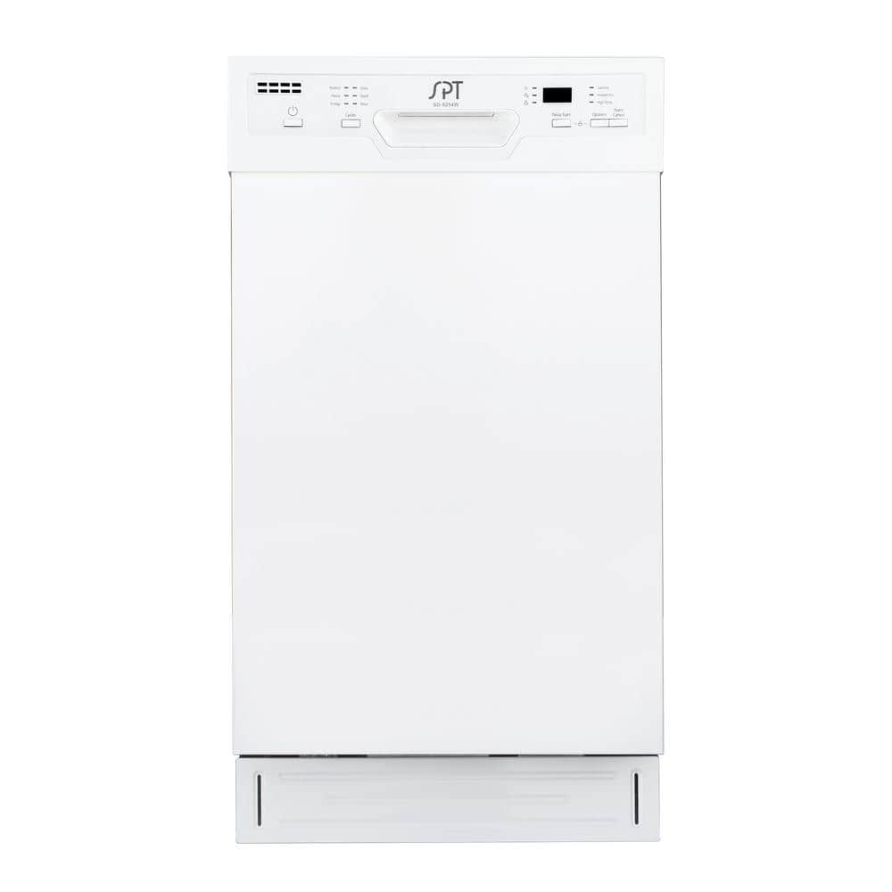SPT 18 in. White Front Control Smart Dishwasher, 120 - volt Stainless Steel Tub - Stu's Home Improvement Outlet