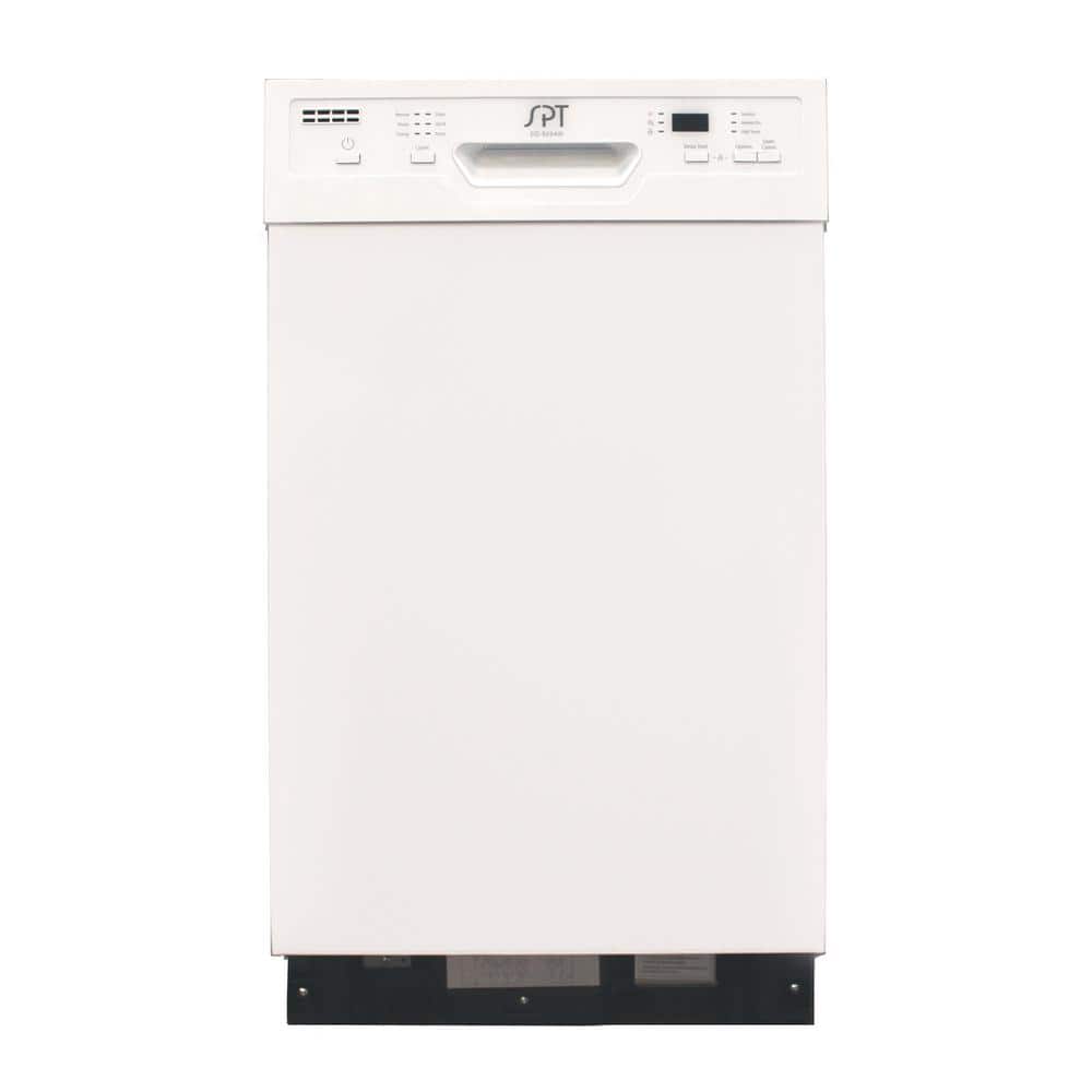 SPT 18 in. White Front Control Smart Dishwasher, 120 - volt Stainless Steel Tub - Stu's Home Improvement Outlet