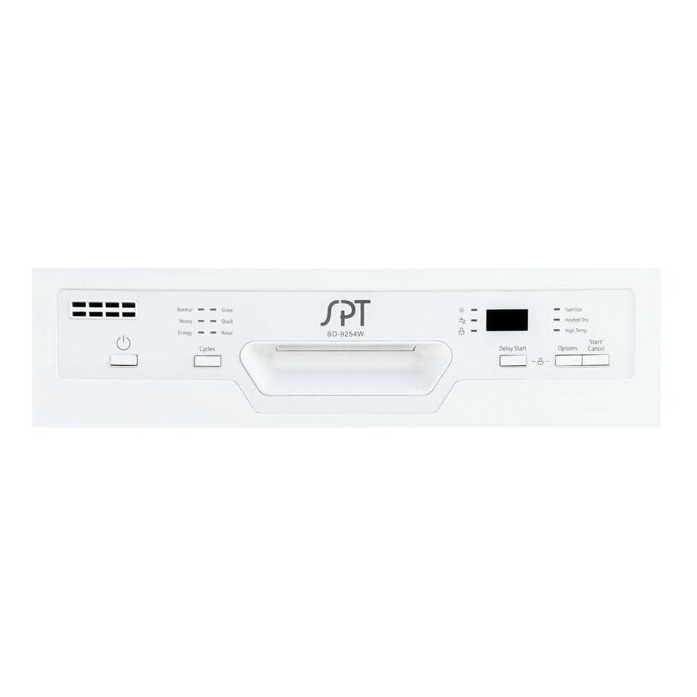 SPT 18 in. White Front Control Smart Dishwasher, 120 - volt Stainless Steel Tub - Stu's Home Improvement Outlet