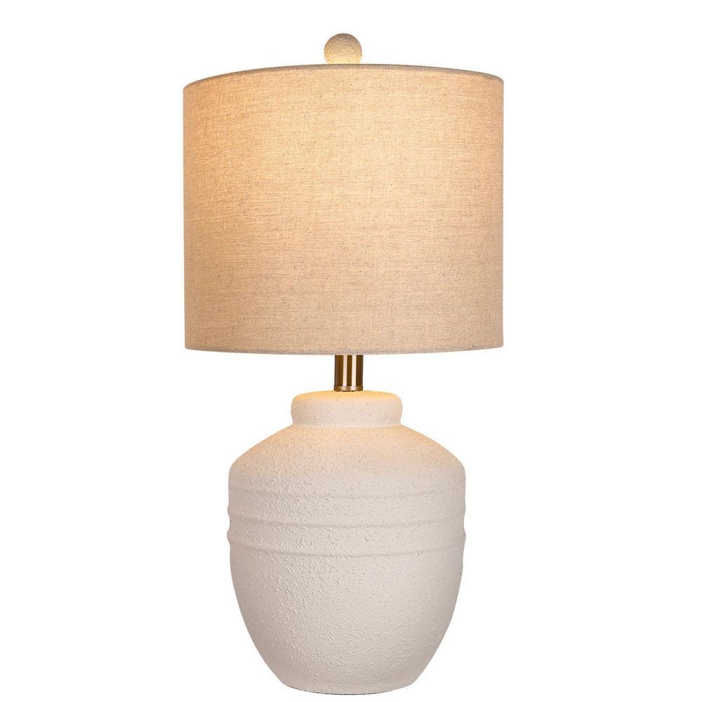 22 in. Farmhouse White Ceramic Jar Table Lamps 1 Pack for Bedroom, Living Room (led Bulbs Included) - Stu's Home Improvement Outlet