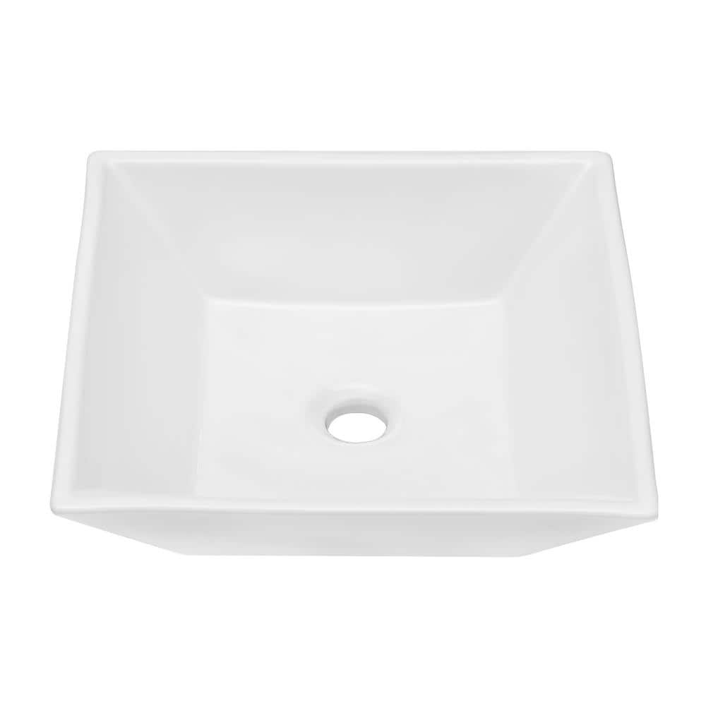 White Ceramic Square Vessel Sink