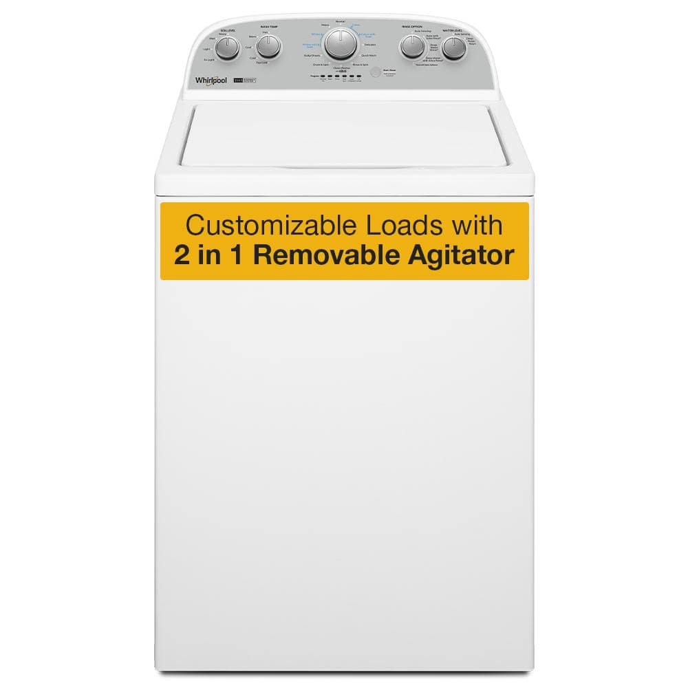 Whirlpool 3.8 - 3.9 cu.ft. Top Load Washer in White with 2 in 1 Removable Agitator