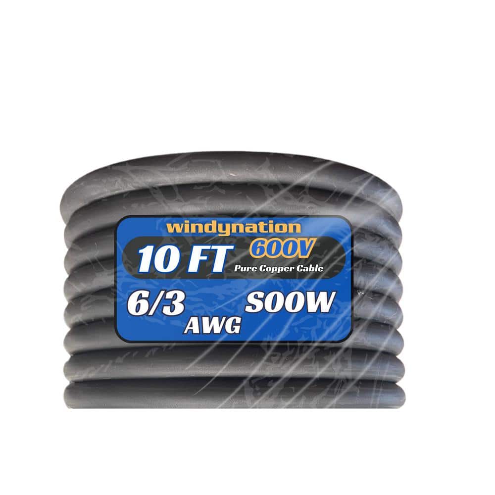10 ft. 6/3 6 Gauge 3 Conductor 600 - Volt Black SOOW Cord - Stu's Home Improvement Outlet