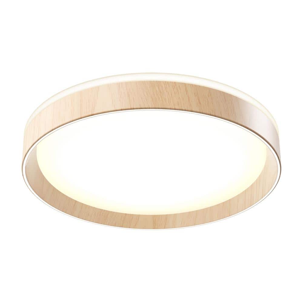Callisto 15 in. 1 Light Wood 5CCT Selectable LED Integrated Flush Mount Ceiling Light with Remote - Stu's Home Improvement Outlet